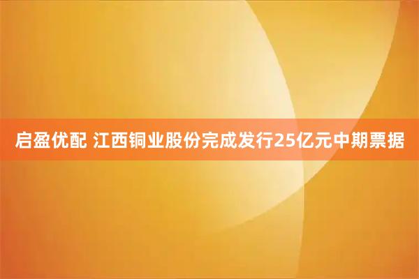 启盈优配 江西铜业股份完成发行25亿元中期票据